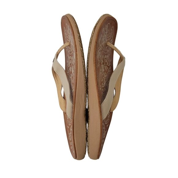 OluKai Paniolo Embroidered Premium Leather Thong Flip Flop Sandals Women’s Sz 9 - Picture 6 of 9